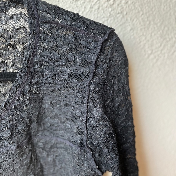 Lace Crop Top in Black w/ Long Sleeves - Picture 6 of 10